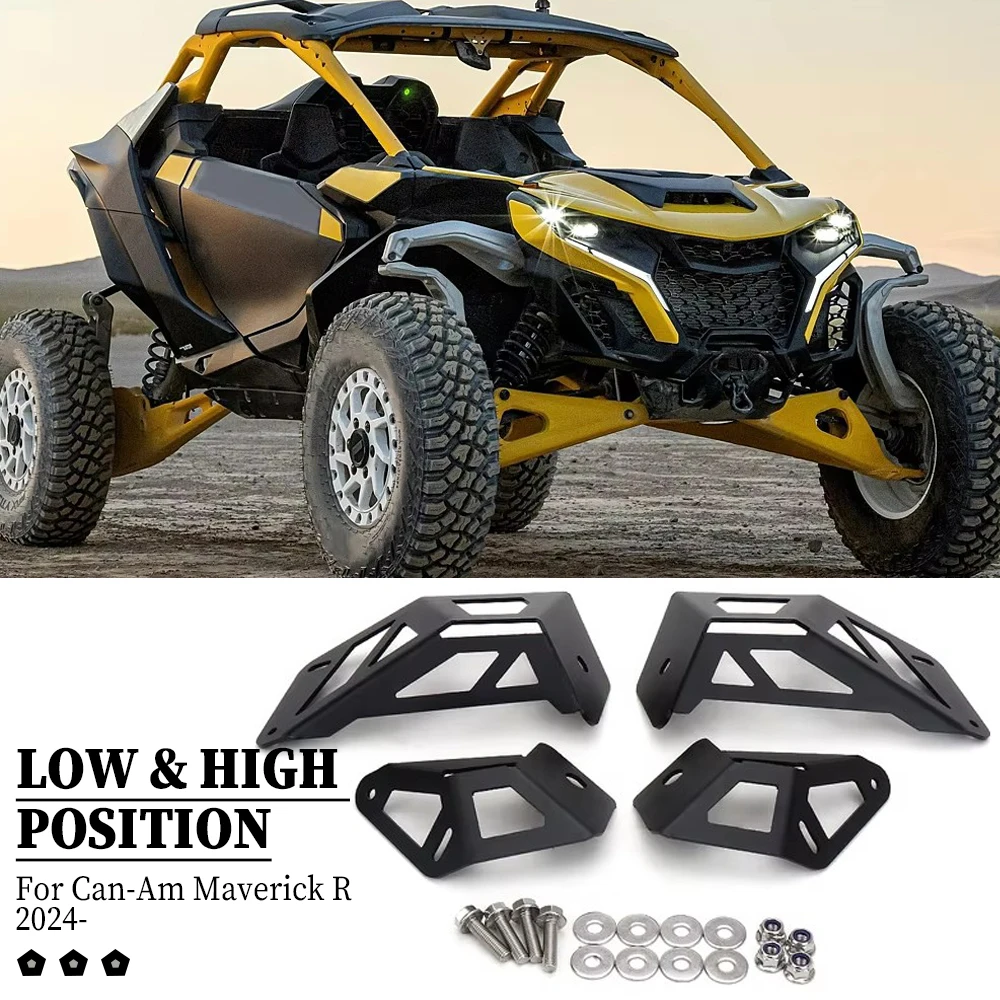 New Accessories For CAN AM MAVERICK R Maverick R UTV Low & High Position Light Mounting Kit Bracket Metal Headlight Blacker