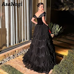 AsaNagi Off Shoulder Prom Gowns Women customized Lace Velvet Party Evening Gown Floor Length A Line Saudi Formal Occasion Dress