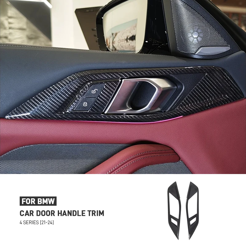 

For BMW 4 Series G22 G23 2021-2024 Real Carbon Fiber Car Door Handle Frame Trim Cover Decorative Sticker Interior Accessories