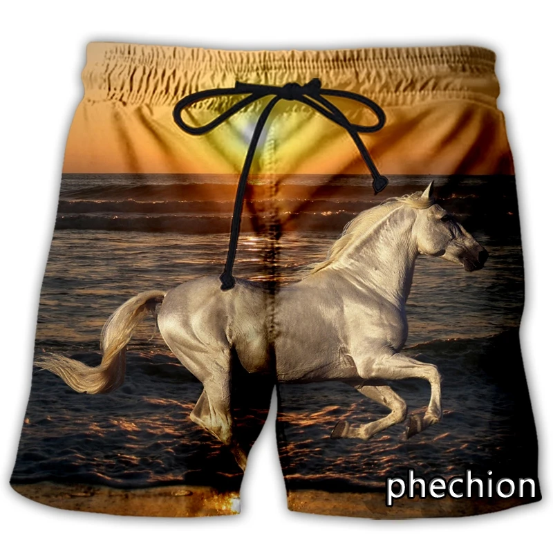 phechion New Fashion Men/Women Animal Horse 3D Print Casual Shorts Novelty Streetwear Men Loose Sporting Shorts L18