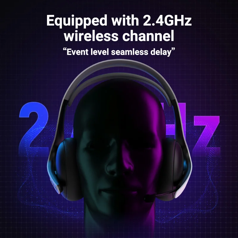Head Mounted Gaming Headphone Wireless Game Headset Tri-mode 2.4G Compatible with PS5/PS4/Mobile Phones/Switch/PC Best Gift