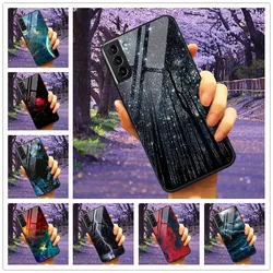 For Samsung S21 Plus 5G Case S 21 Tempered Glass Starry Marble Hard Back Cover for Samsung Galaxy S21 Ultra Cases FE Protective