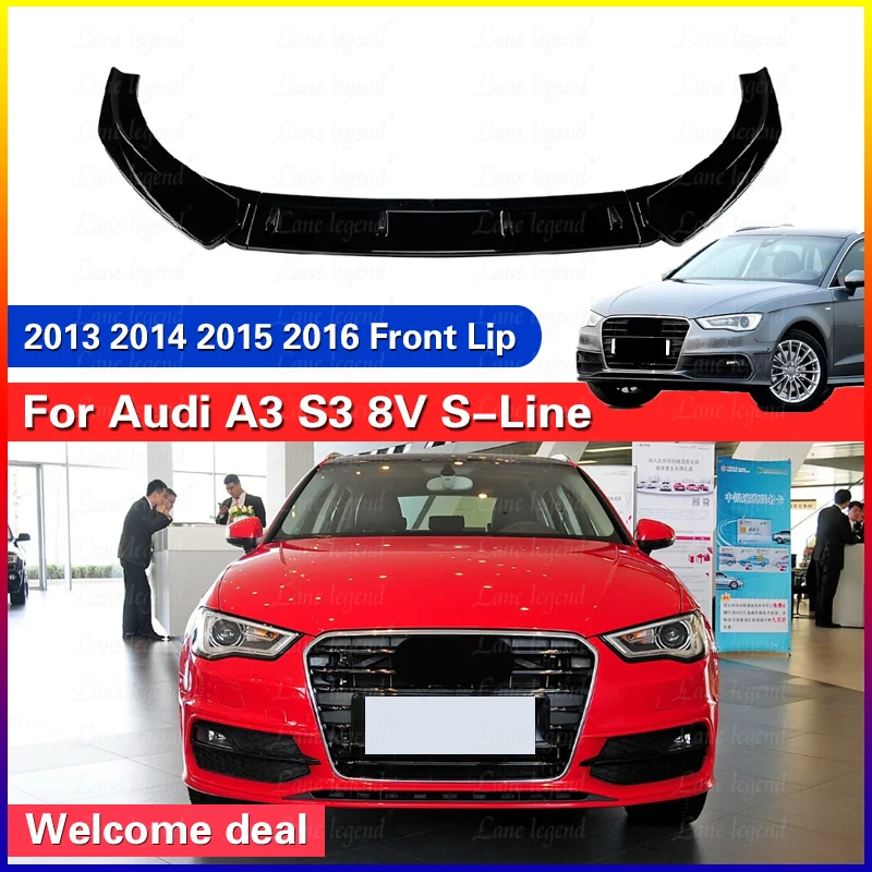 For Audi A3 S3 8V TFSI TDI FSI S-Line 2013-2016 Pre-Lci Front Bumper Splitter Lip Bumper Diffuser Spoiler Guard Body Kits