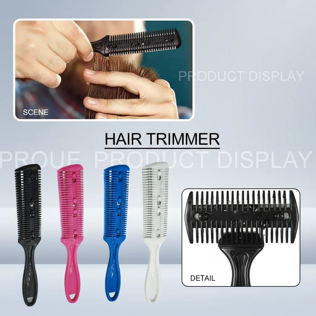 Friseur-Haarschneidekamm mit Rasierklingen, Haarausdünnungswerkzeug, Styling-Tool, Haarschneidebürste, Rasierkamm für Professionelle Haarschnitte