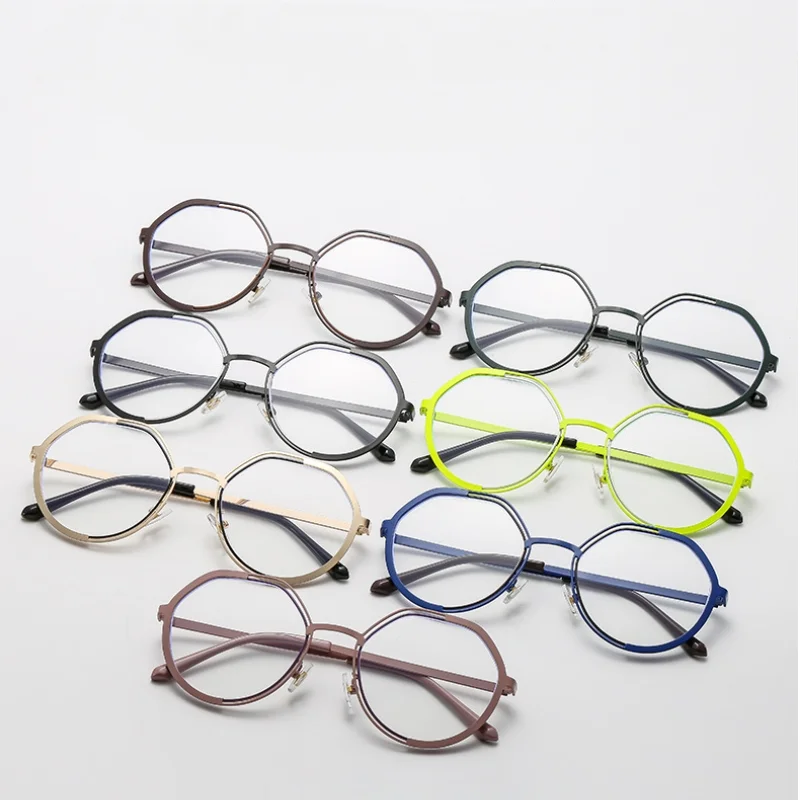 نظارات معدنية مضلعة عصرية للنساء 2025 إطار نظارات قراءة كلاسيكية جديدة مضادة للضوء الأزرق #5
