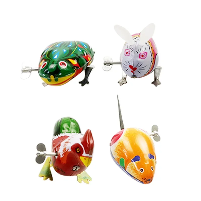 Adult Collection Retro Wind up toy Metal Tin Frog Chicken rabbit tank mouse Mechanical Clockwork toy figure model kids baby gift