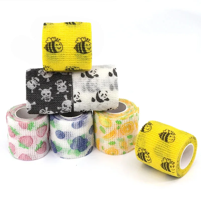 Fruit Printed Self Adhesive Animal Elastic Bandage 4.5m Sports Wrap Tape for Finger Joint Knee First Aid Kit Pet Tape