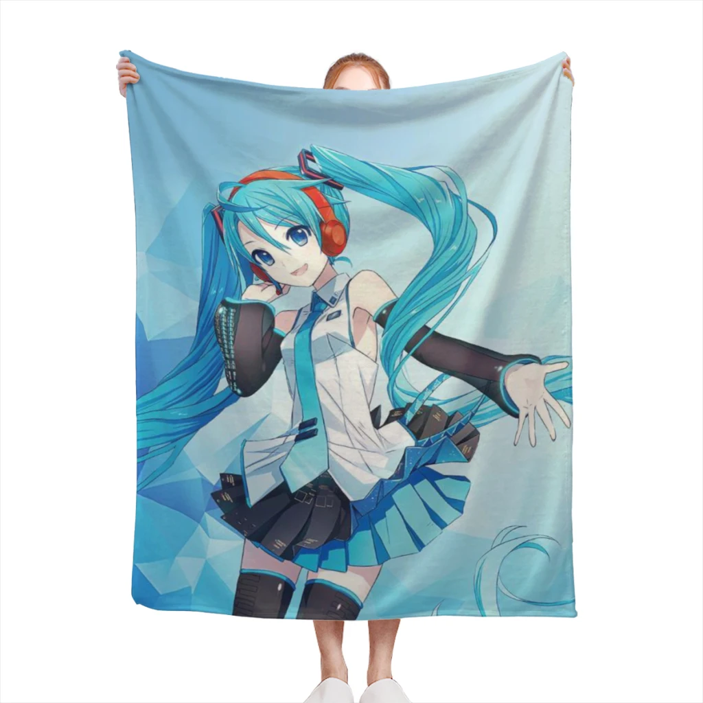 

Fluffy Baby Blanket Hatsune Miku Sofa Camp Nap Bedspread Cozy Flannel Blanket Bedroom Decor