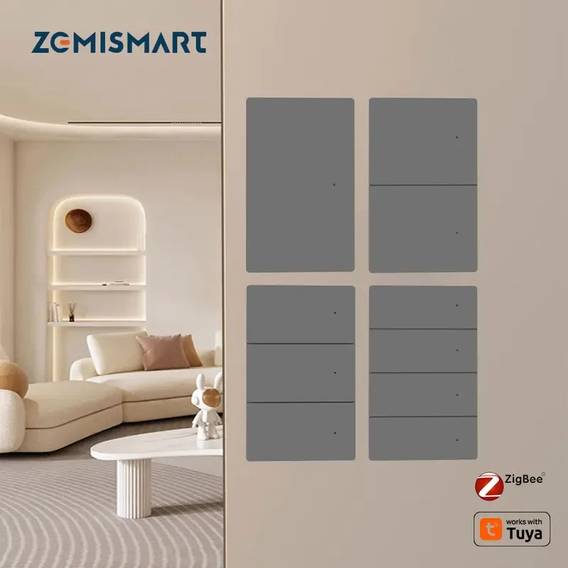 

Smart Zigbee Switch US AU Type Aluminum Alloy Push Button 1 2 3 4 Gangs Interruptor Works with Tuya App Alexa Google Home Voice