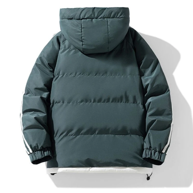 

​ Мужское теплое пальто-пуховик 2025: легкая ветрозащитная куртка с капюшоном и внутренней флисовой подкладкой на осень-зиму ​