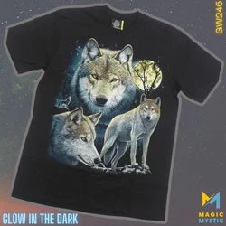 T-Shirt + Shorts Set Rock Chang Original Wolf Glow in the Dark Unisex Large