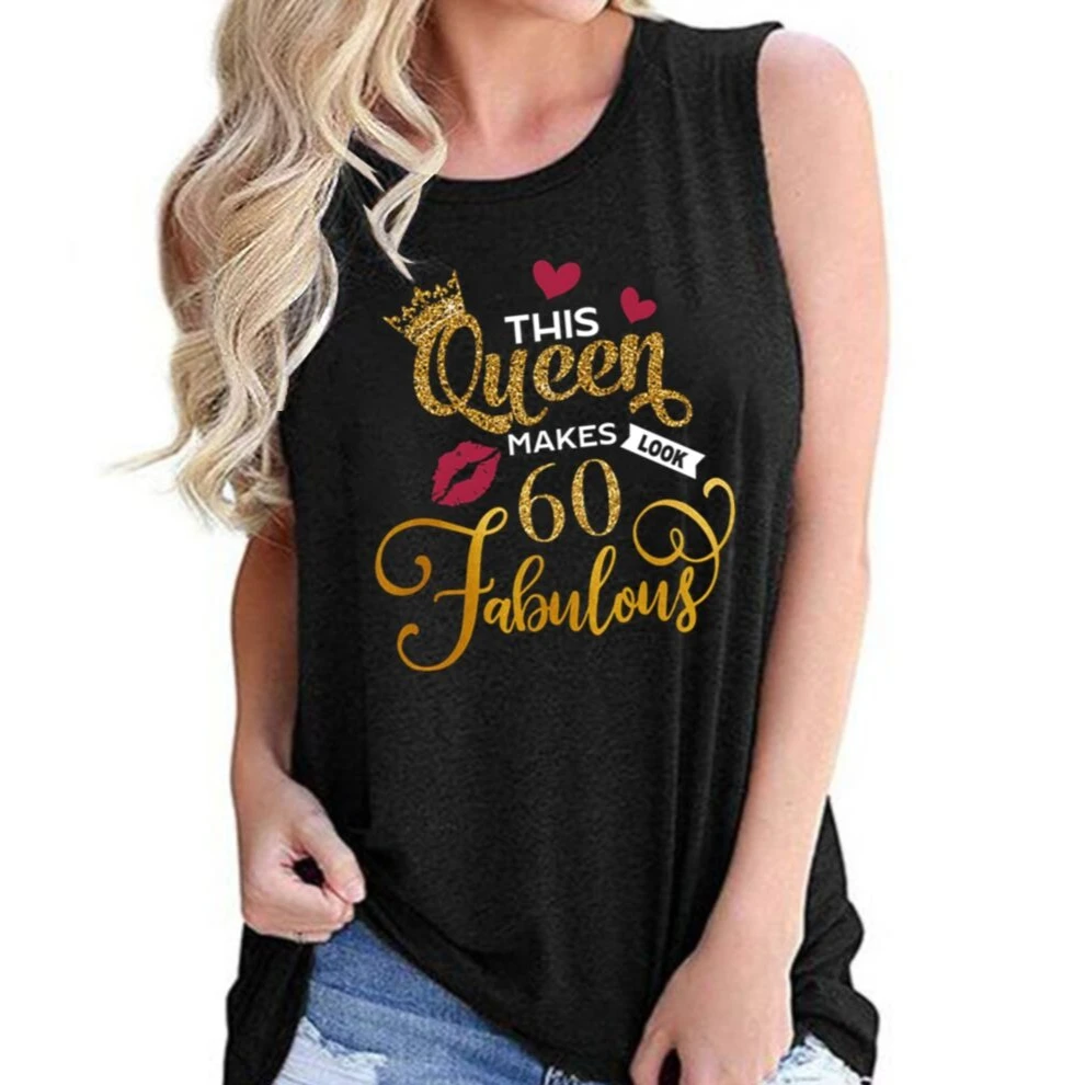 Women 60th Birthday Party Gift Casual Tops This Queen Makes 60 Look Fabulous Sleeveless Vest Birthday Vintage Style Tanks Tops