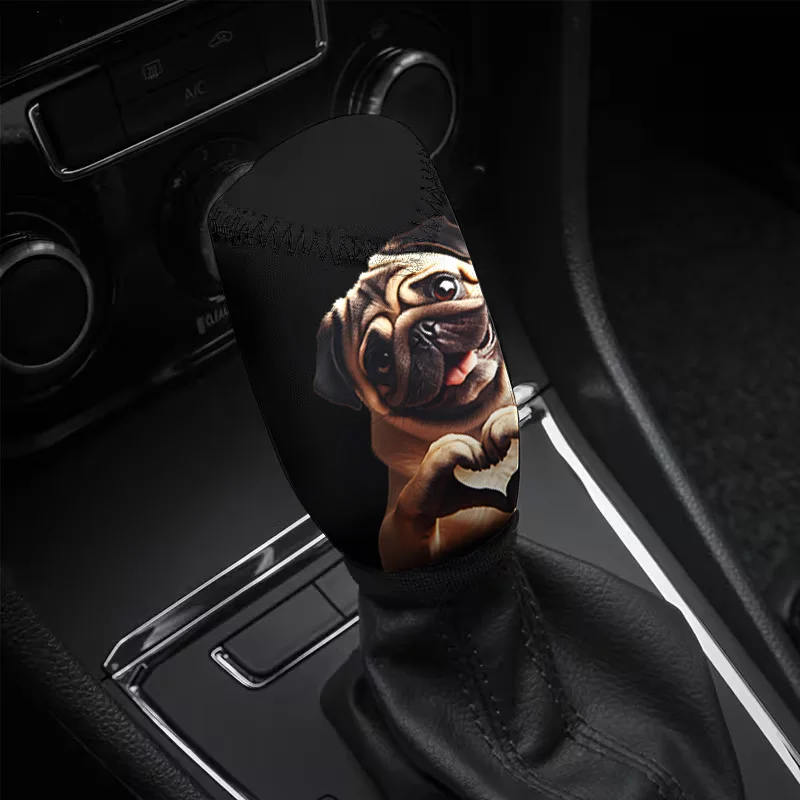 1pc, Cute Pug Heart Print Car Gear Shift Dust Cover, Suitable For Various Car Models, Personalized Gear Shift Cover, Eye-Catchin