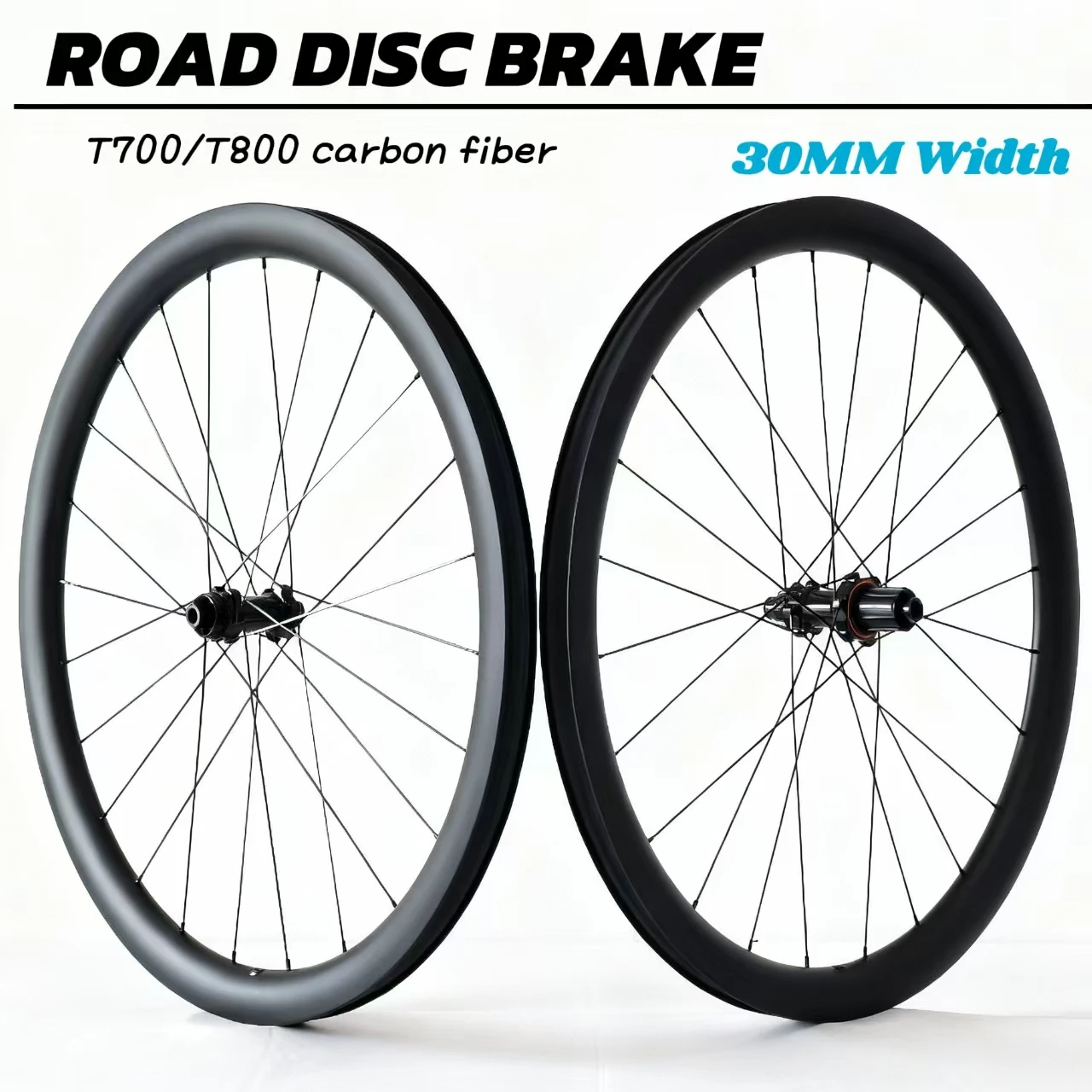 Tubeless Ready 30mm Gravel Carbon Wheelset 700C UD Carbon Rim 24H Disc Brake Center Lock for Cyclocross Road Bike Wheel