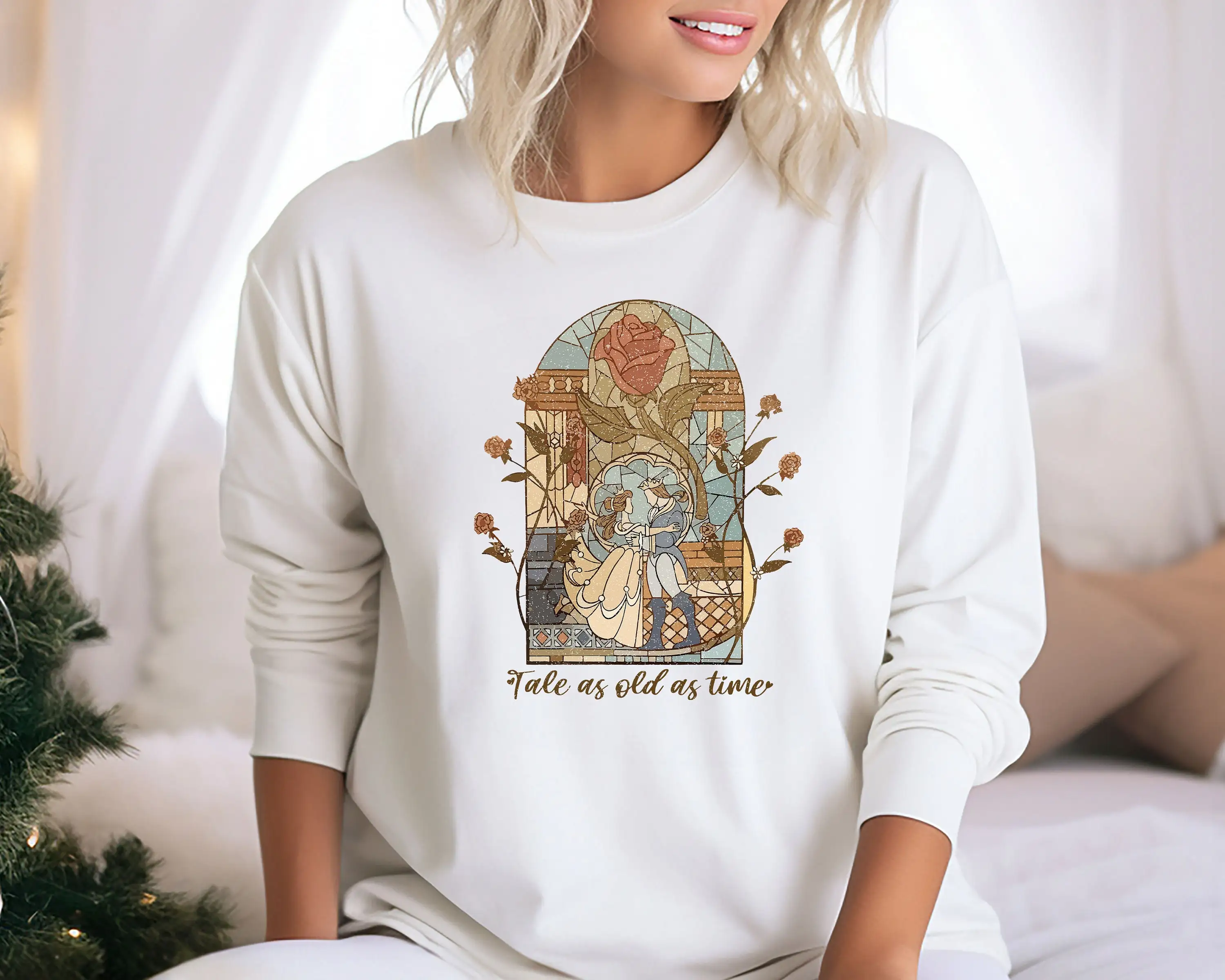 

Late As Old As Time Romance Slogan Lover Sweater Prince Princess Ecclesia Rose Vintage Print Female Valentine's Day Sweatshirt