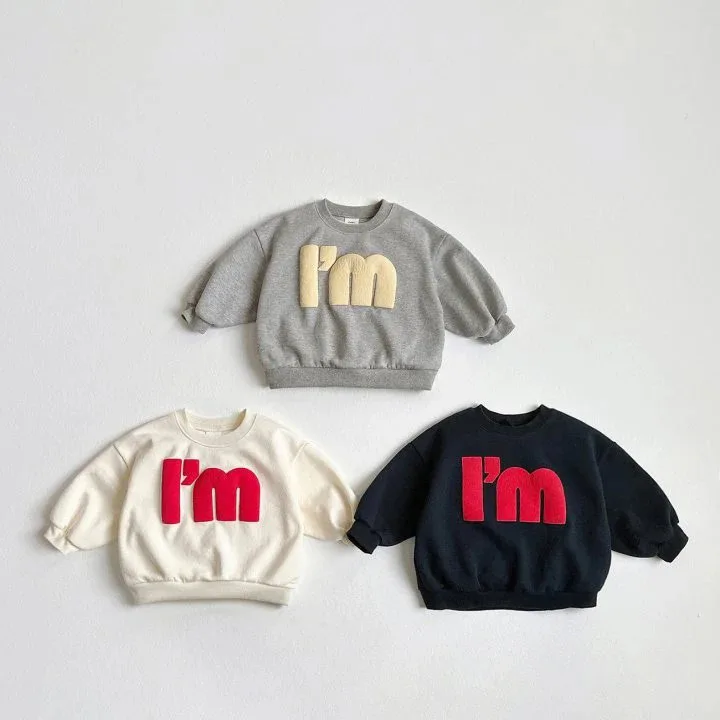 2026 New Autumn Winter Boys Letter Print Long Sleeve Round Neck Pullover Sweatshirt Casual Korean Simple Style for Big Kids Tops