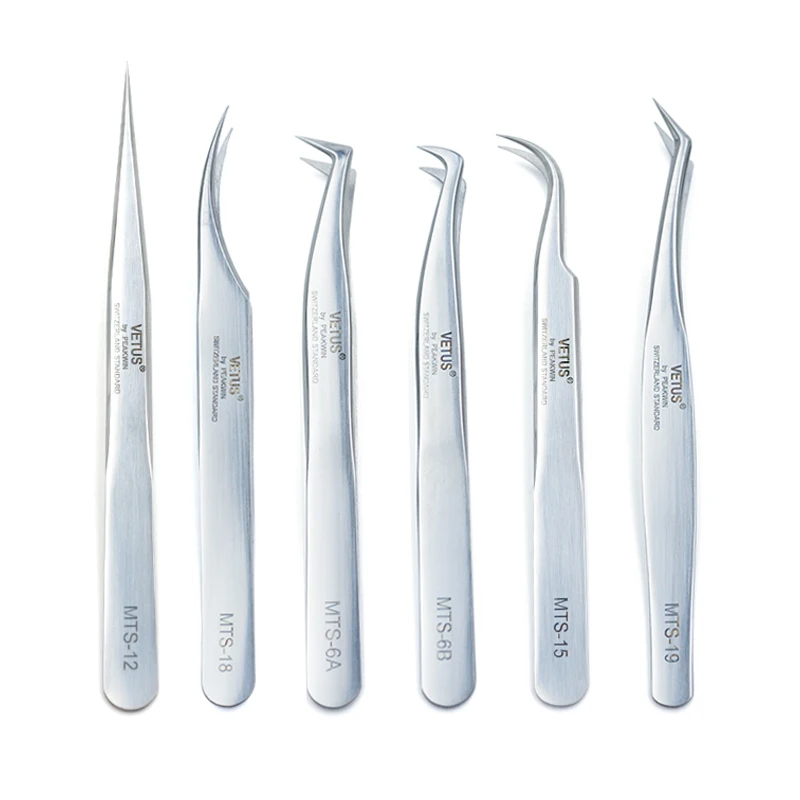 

Original New MTS Series Silver Tweezers for Eyelash Extensions Stainless Steel Hyper Fine Tip Anti Static ESD Tweezers
