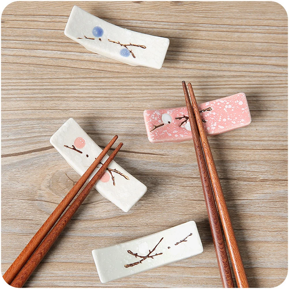 

4Pcs Elegant Plum Blossom Ceramic Chopstick Holder Set Easy to Wash Perfect for Home Party Chopstick Holder