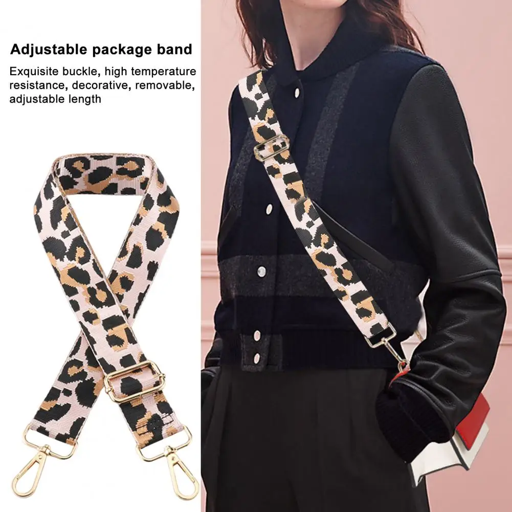 Correa de hombro para bolso de mujer, exquisito cierre antioxidante, longitud ajustable, correa de hombro con estampado de leopardo, accesorios para