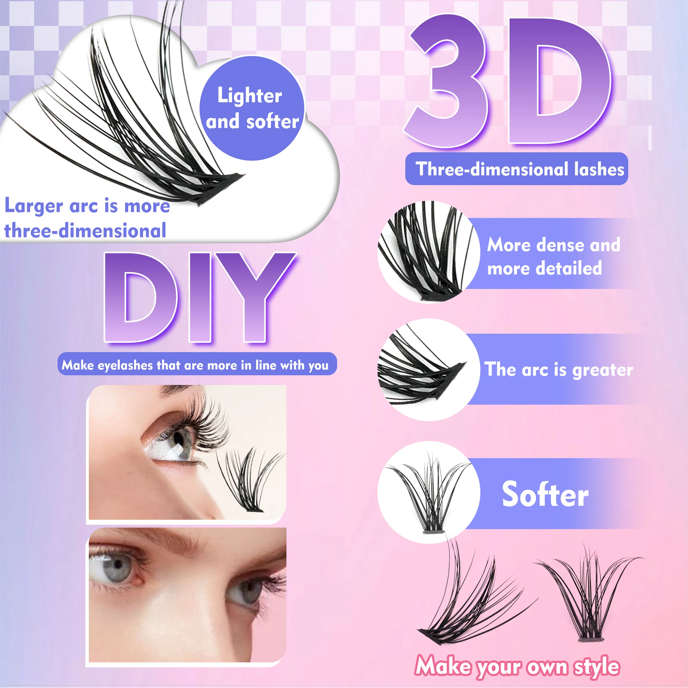 箱入りつけまつげセット、2種類のスタイル、9～16mm、合計280束、2in1つけまつげ用接着剤とピンセット付き。