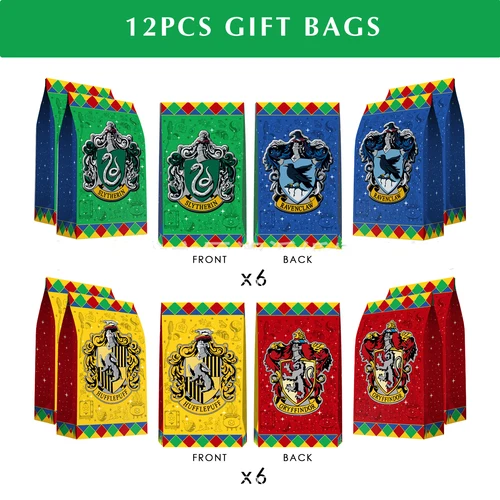 해리 생일 파티 종이 가방, 포터 만화 구디 가방 장식 팝콘 선물 가방, 아카데믹 패턴, 어린이 사랑, 12 개  Best5