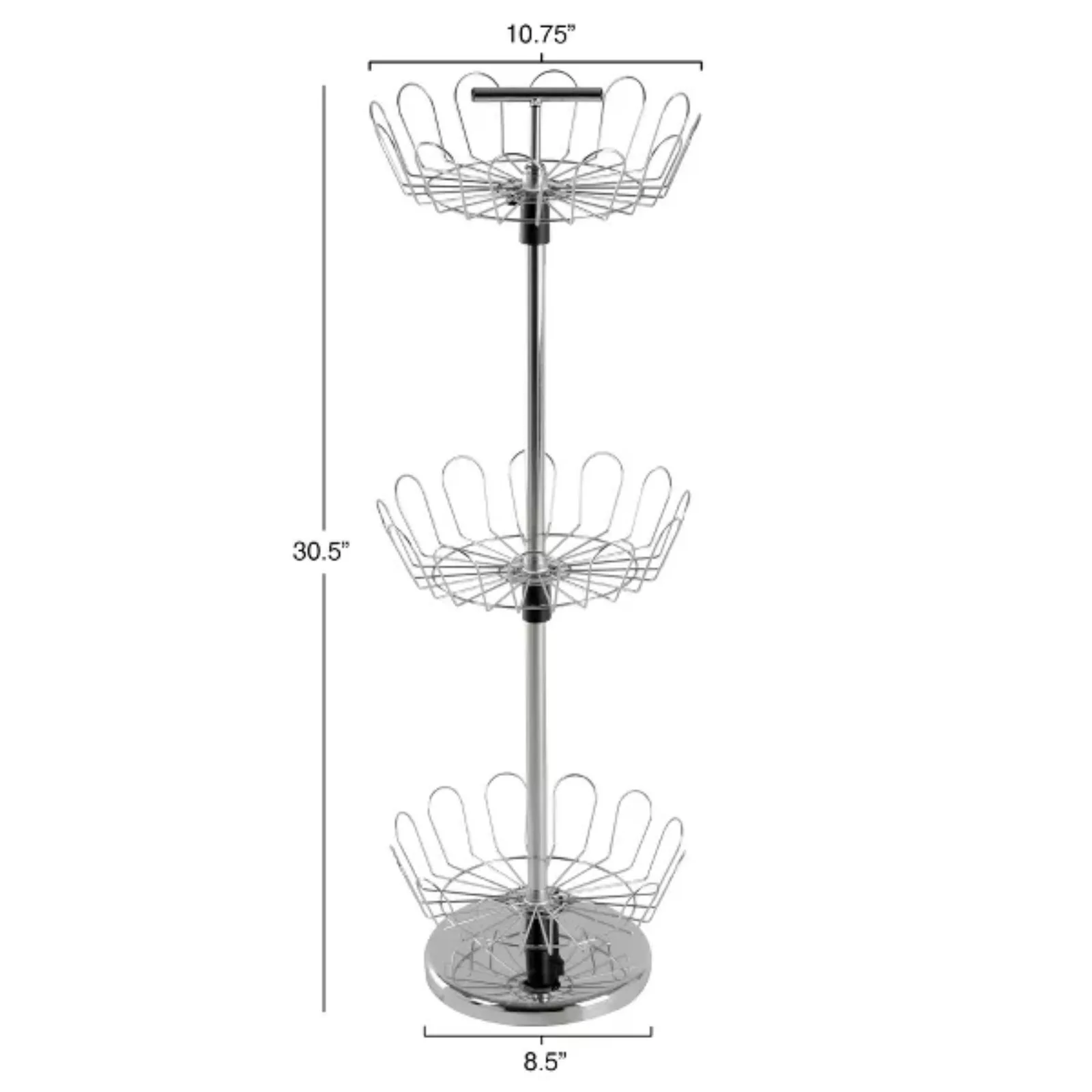 US Home Revolving Shoe Tree Organizer Rack With Three Tiers Revolving Shoe Tree Orgainzer Rack with Chrome Finish