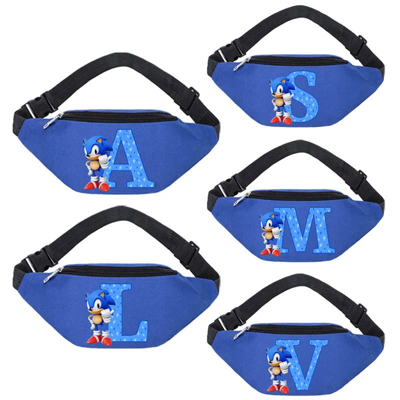 New Sonics Kids Waist Bag Cartoon Anime Letter Printed Waist Bags Boys Portable Waterproof Storage Bags Children Christmas Gifts