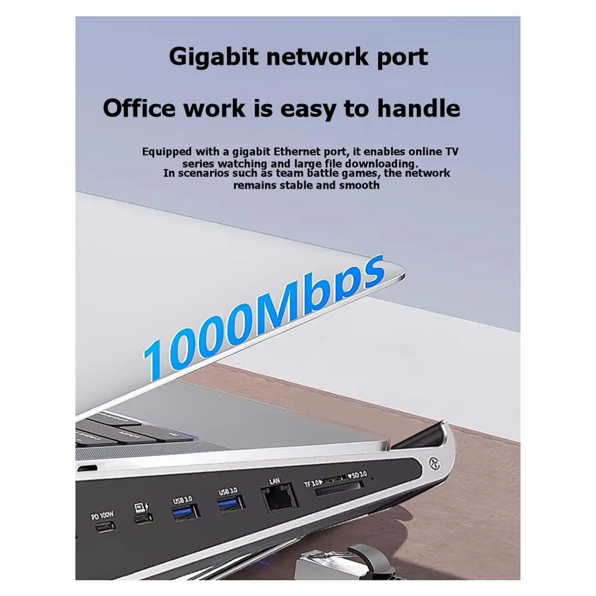 

New Electronics 7 Port Laptop Hub Adapter Aluminum Stand Type C Network Card with USB C MST HDTV DP 4K 60Hz Hub Docking Station