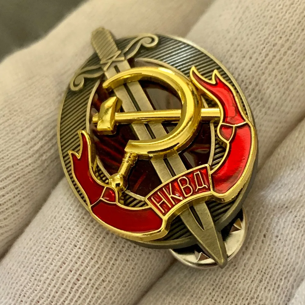 Soviet Medal KGB Butterfly Buckle Badges Ministry of Internal Affairs Seal Russian Two-headed Eagle Pin Decoration Crafts