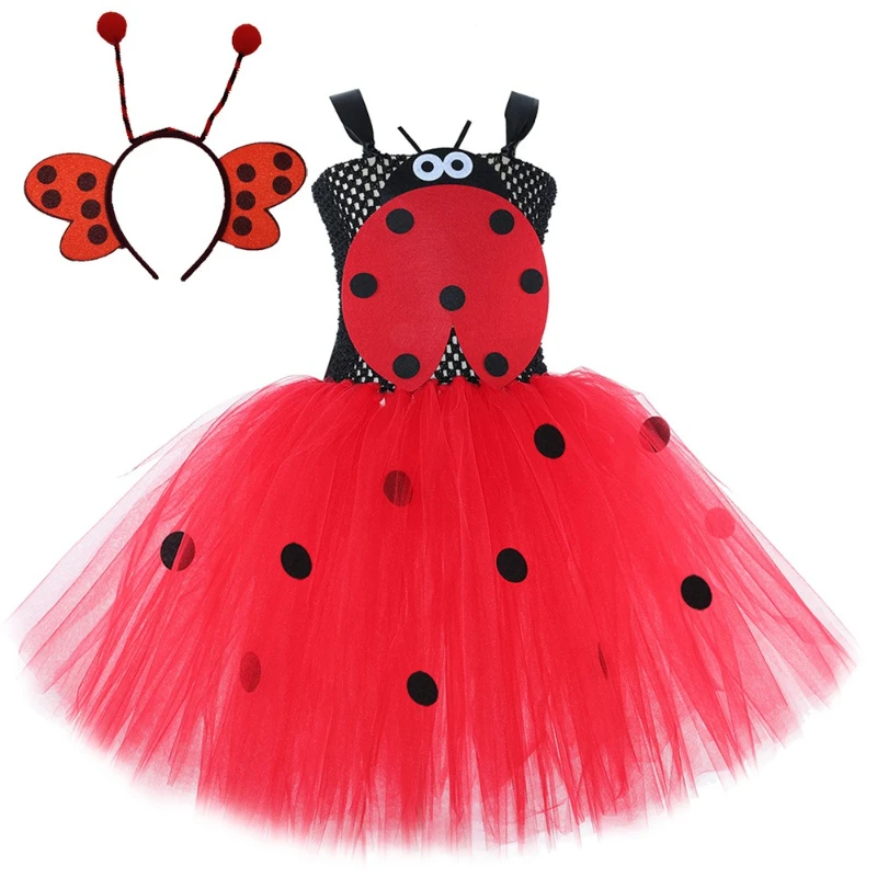 Girls for Halloween Birthday Party Dress Up Clothes Ladybug Costume  Toddler Kids Ladybird Lady Bug Tutu Dress with Beetle Wings view 5