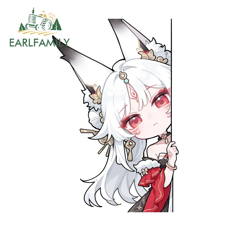 EARLFAMILY Wuthering Waves Xin Peeking Car Stickers Fox Loli Kawaii For Windows Decal Campervan Vinyl Material Scratch-Proof