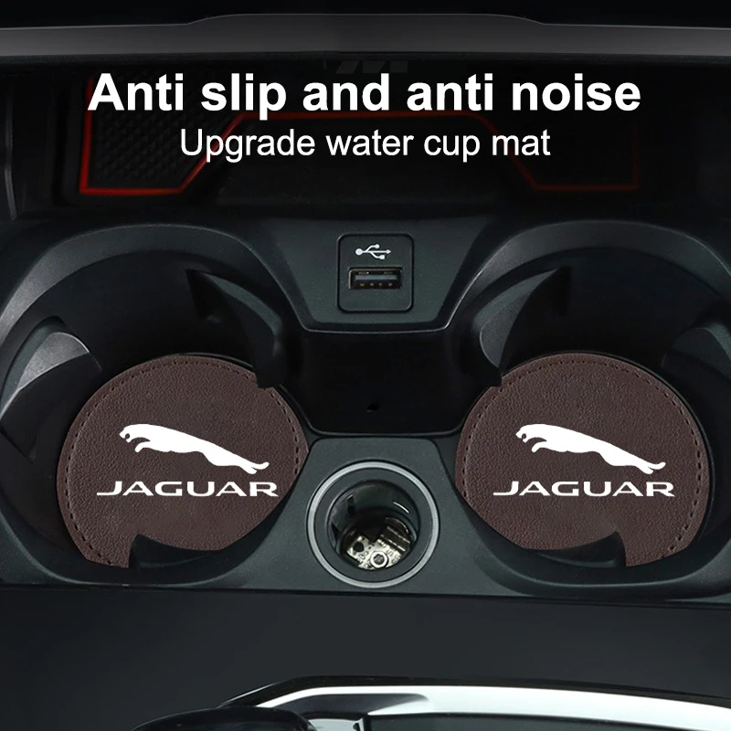 2Pcs Car Non Slip Water Cup Pad Car Interior Accessories For Jaguar XE XF XK XJ F-Type F-Pace XFR XKR XEL XFL XJL XJ6 XJS E-Pace