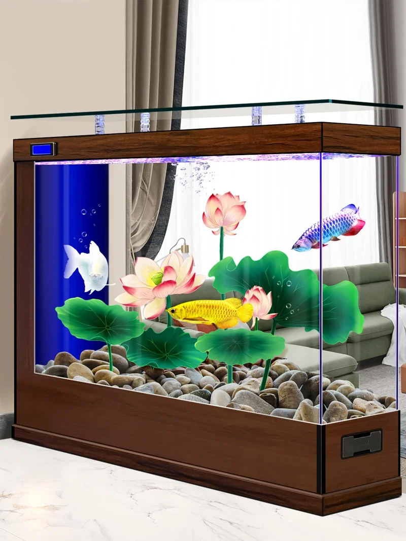 

Partition screen, ultra-white glass, home living room, fish tank, aluminum alloy, large and medium-sized floor viewing