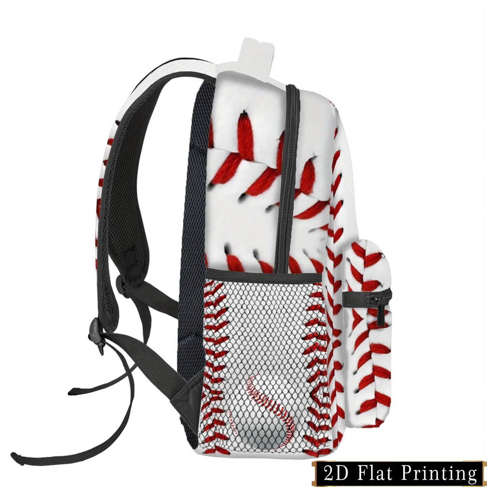 Casual Baseball Pattern Printed Backpack Adjustable Shoulder Straps Multifunctional Backpack 2D Flat Print