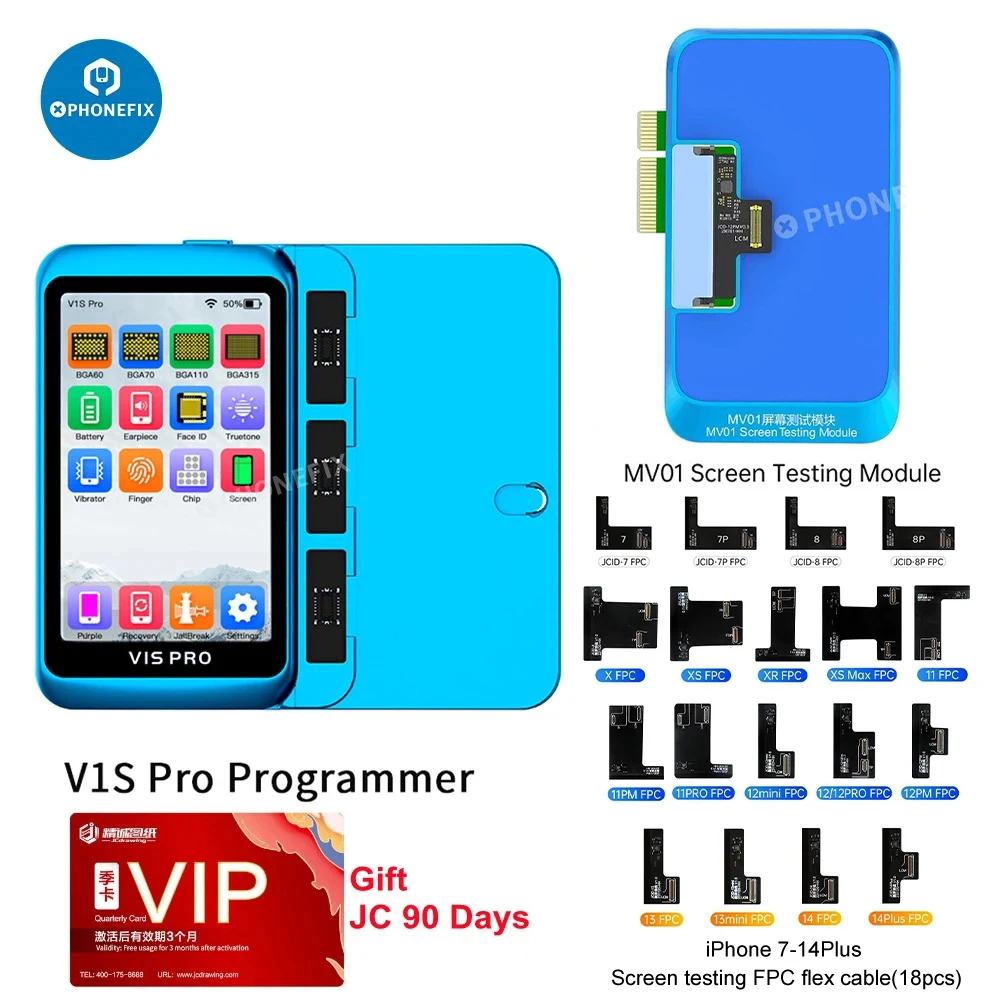 Jcid Lcd Screen Testing Module Display Função Completa Detecção Repair Tool Iphone X15pm Android Huawei Samsung Mv01