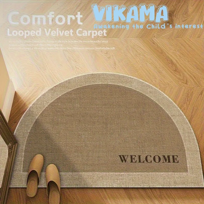 Halbrunde Fußmatte von VIKAMA, rutschfester Badteppich, langlebig, geeignet für Küche, Badezimmer, Schlafzimmerdekoration. Teppich
