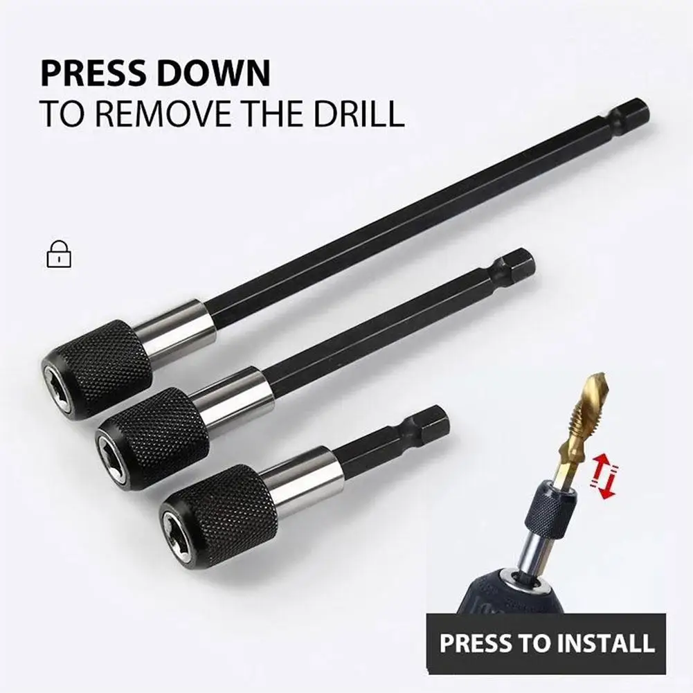 3Pcs Hex Shank Quick Release Self-locking Extension Rod Set 1/4