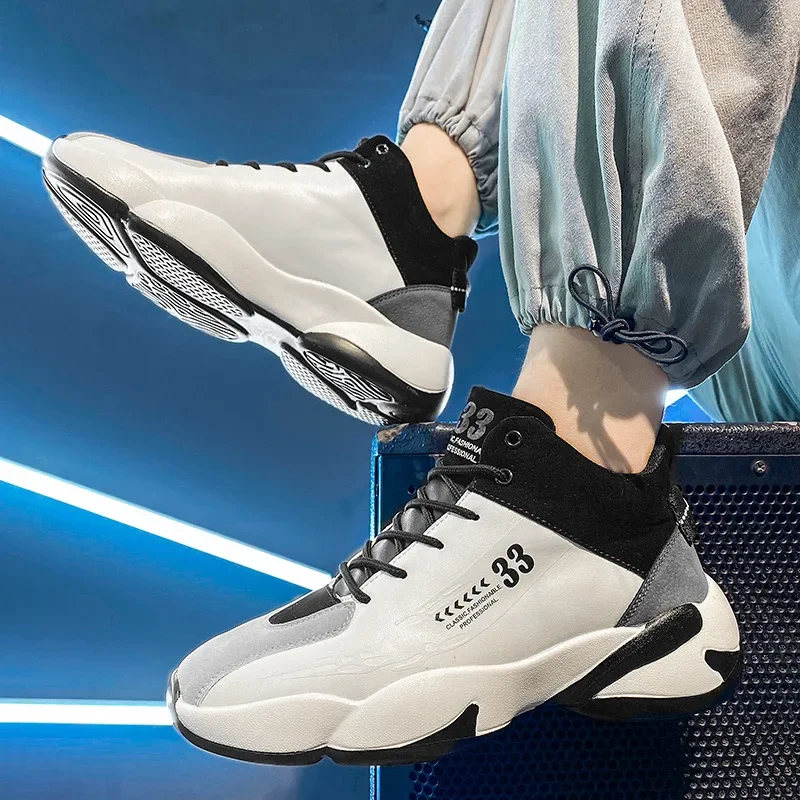 High Top Shoes for Men Anti-slip Wear-resistant Casual Sports Shoes Running Shoes Soft Bottom Comfortable Basketball Shoes