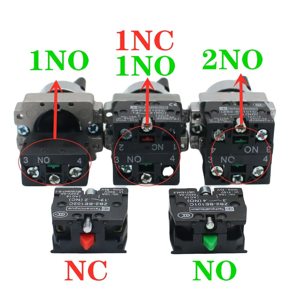 22mm XB2-BD33 XB2-BD21 XB2-BD53 NO NC 2/3 Position Maintained Select Selector Switch Replaces Tele Schneider Telemecanique