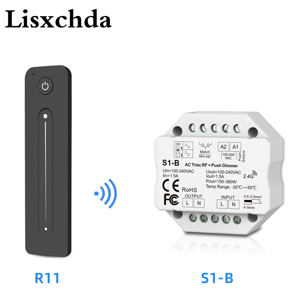 Ściemniacz LED 220V 230V Bezprzewodowy pilot zdalnego sterowania S1-B AC Triac RF Przełącznik Push Dimmer 2.4G Touch Dimmer do żarówki LED