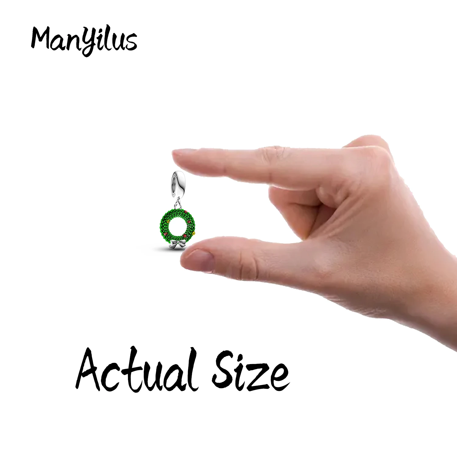 Manyilus Wreath Charm, 925 Sterling Silver Christmas Jewelry Pendant for DIY Original Bracelet, Elegant Festive Welcome Gift - view 6