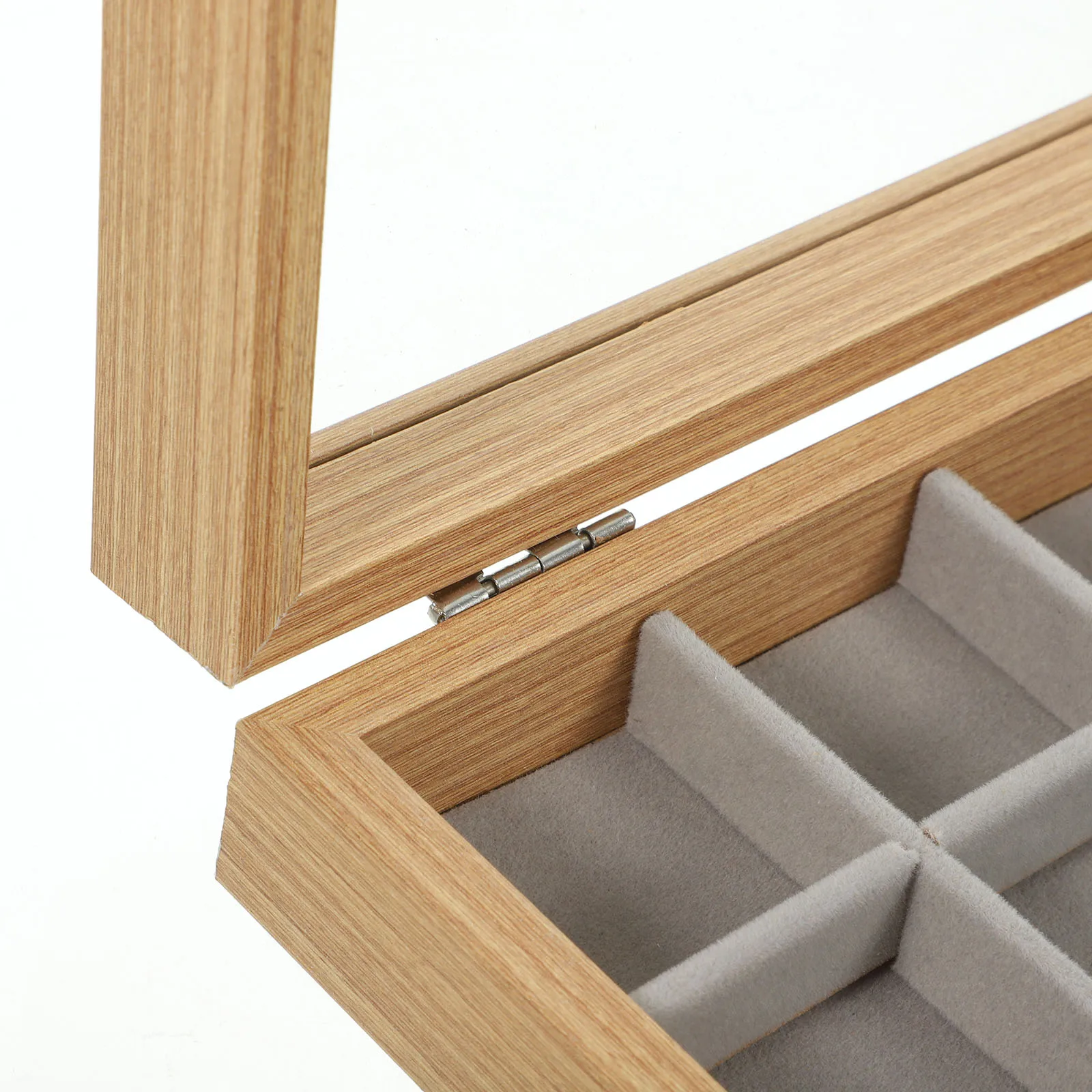 

Деревянный органайзер для украшений с несколькими отделениями, прозрачная крышка, винтажный стиль, компактный деревянный футляр для хранения украшений