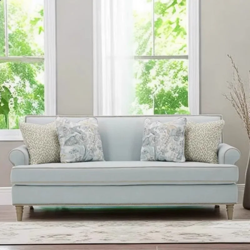 Country Style Cotton And Linen Small Straight Row Lazy Sofa Lounges Living Room Apartment Modern Light Luxury Garden Furniture