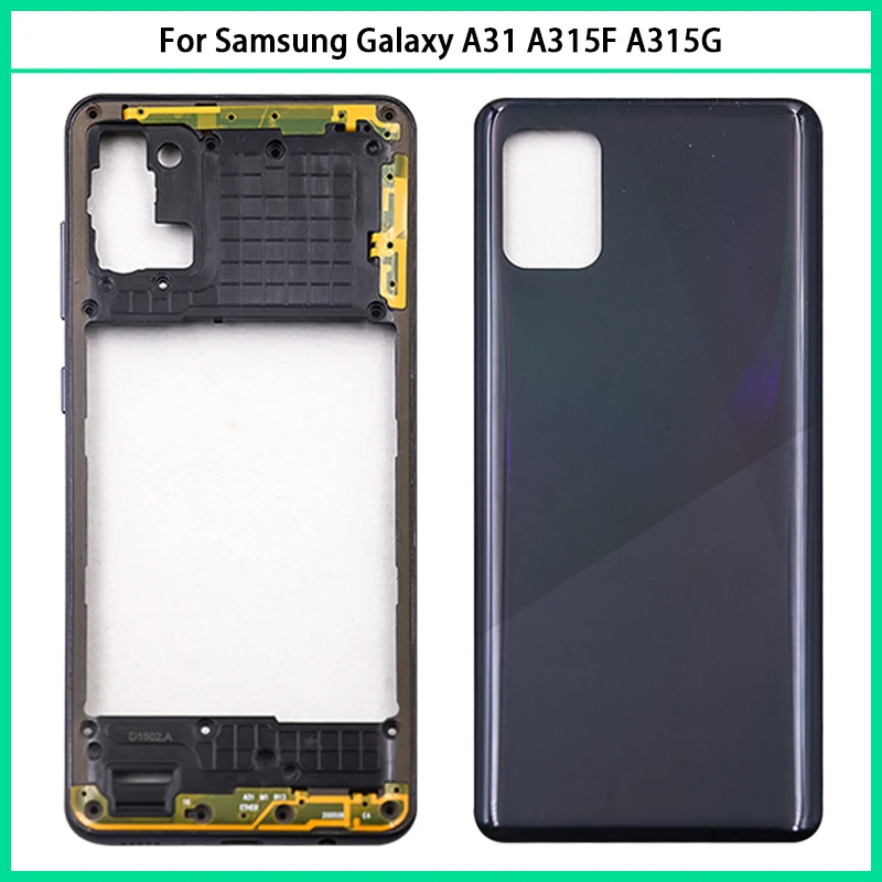 Hot Sales For Samsung A31 A315 SM-A315F Middle Frame Housing Bezel A31 Back battery cover with camera lens Adhesive Sticker