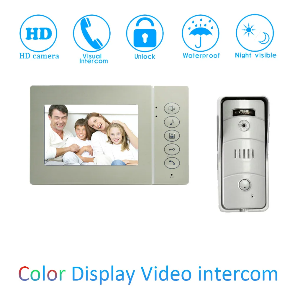1Set 4 Inch LCD Screen House Intercom System Wired Door Nell Ring Smart Video Door Phone Night Vision Camera Waterproof