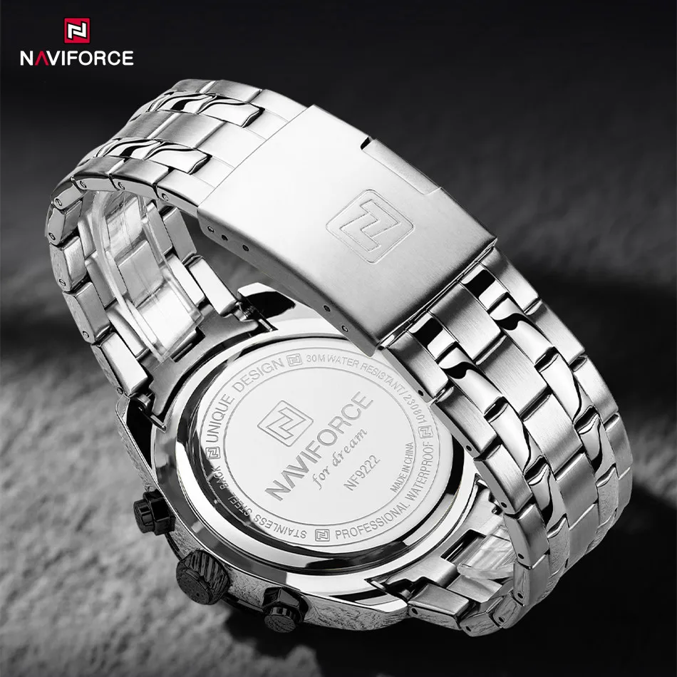 NAVIFORCE Brand Luxury Men Watch Sport Waterproof Quartz Calendar Wristwatch Stainless Steel Strap Lumoinous Clock Reloj Hombre