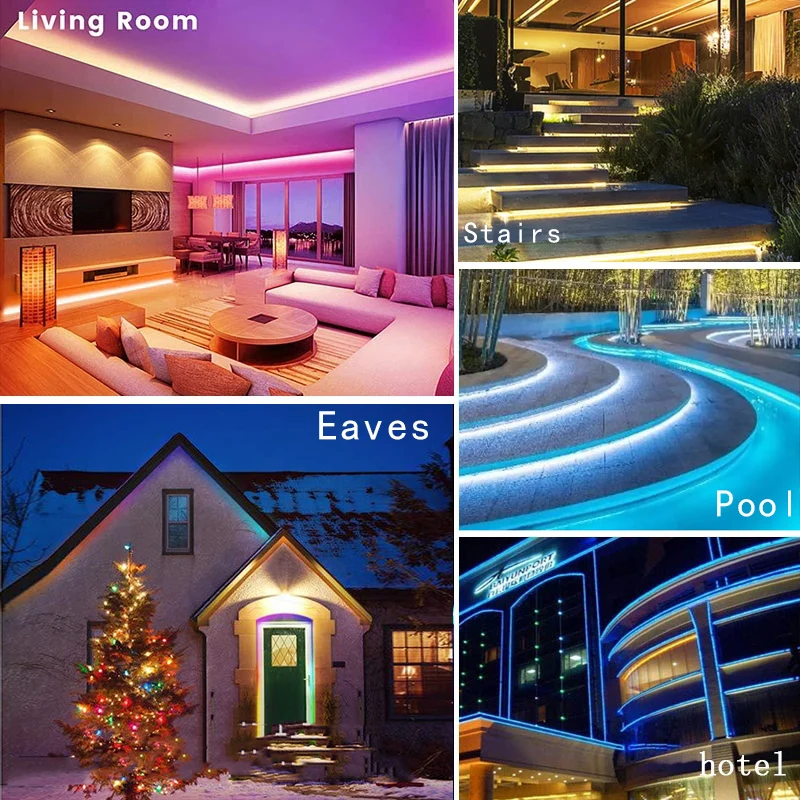 100M luces led strip 220v Outdoor garden led strips 220 V RGB 5050 IP67 Waterproof For christmas indoor ceiling With white light