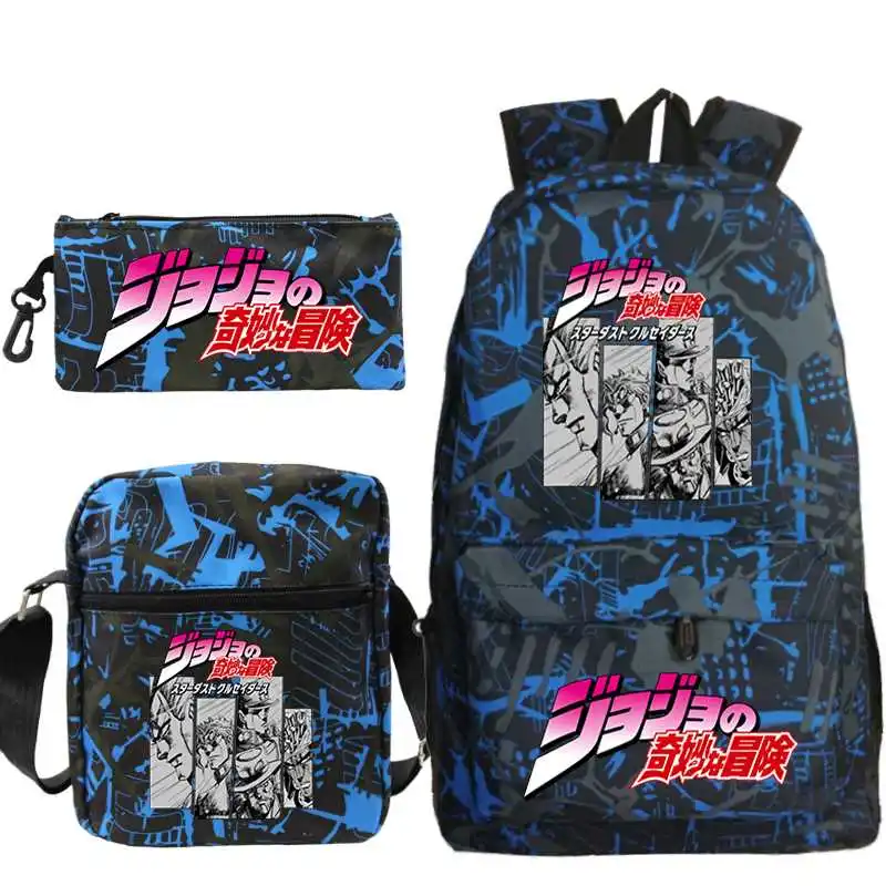 Fashion 3 Set Backpacks Anime Jojo Bizarre Adventure Print Backpack Women Men Book Bag Teenage Jojo Bizarre Adventure Schoolbag