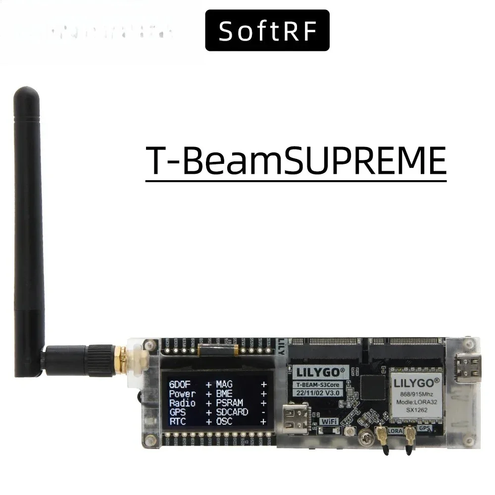 Carte de développement LILYGO SoftRF T-BeamSUPREME ESP32-S3 avec module U-blox L76K WiFi Bluetooth, écran OLED 1,3 pouce, GPS LoRa 433/868/915 MHz