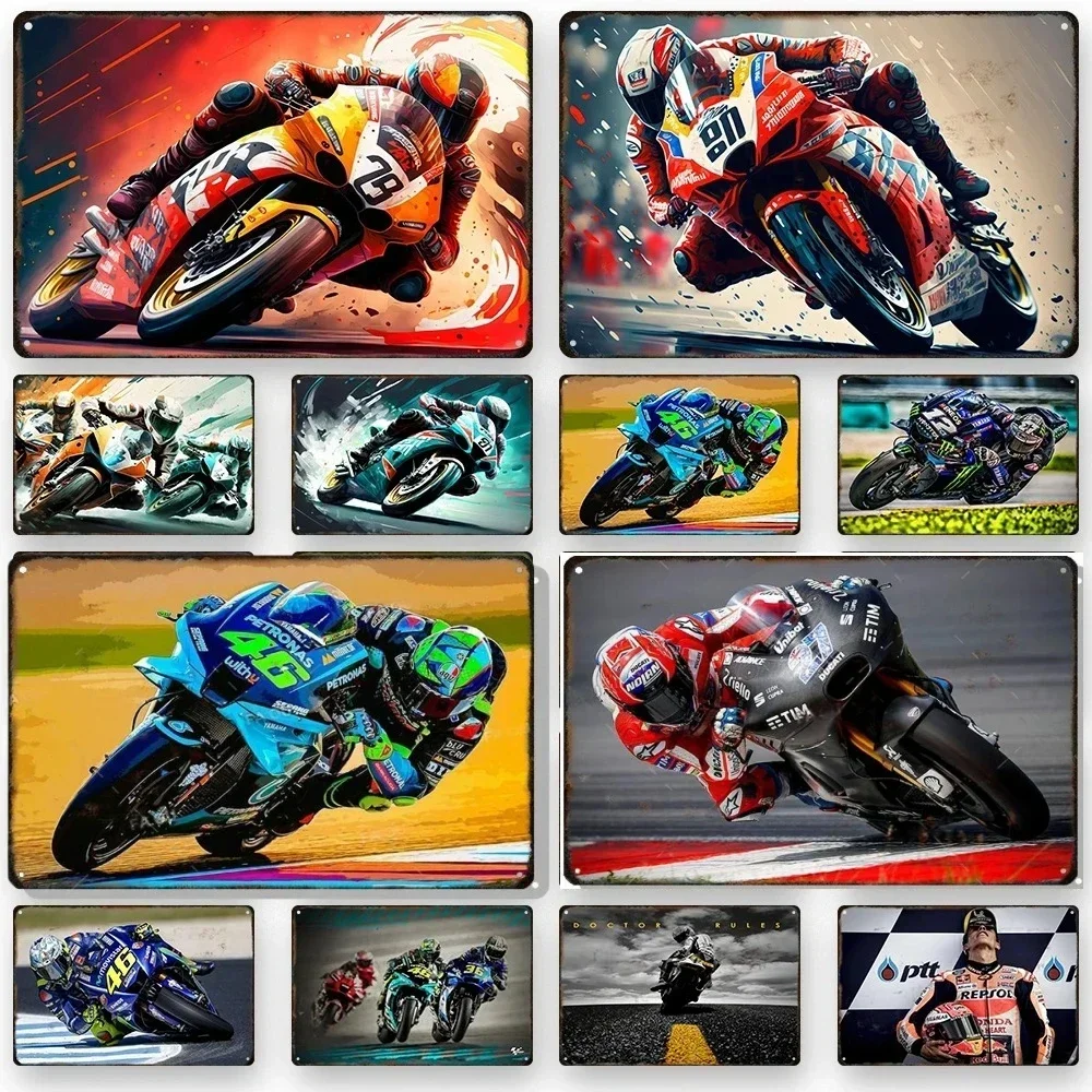 F1 Motorcycle Racing Vintage Metal Tin Signs Posters Decor Racer Athlete Retro Auto Club Garage Wall Art Decoration